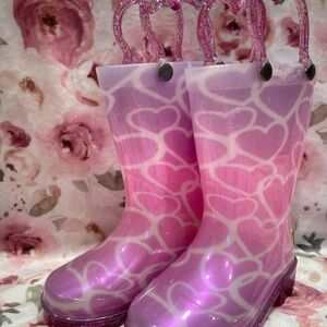 Toddler Light Up Pink Heart Pattern Rain Boots